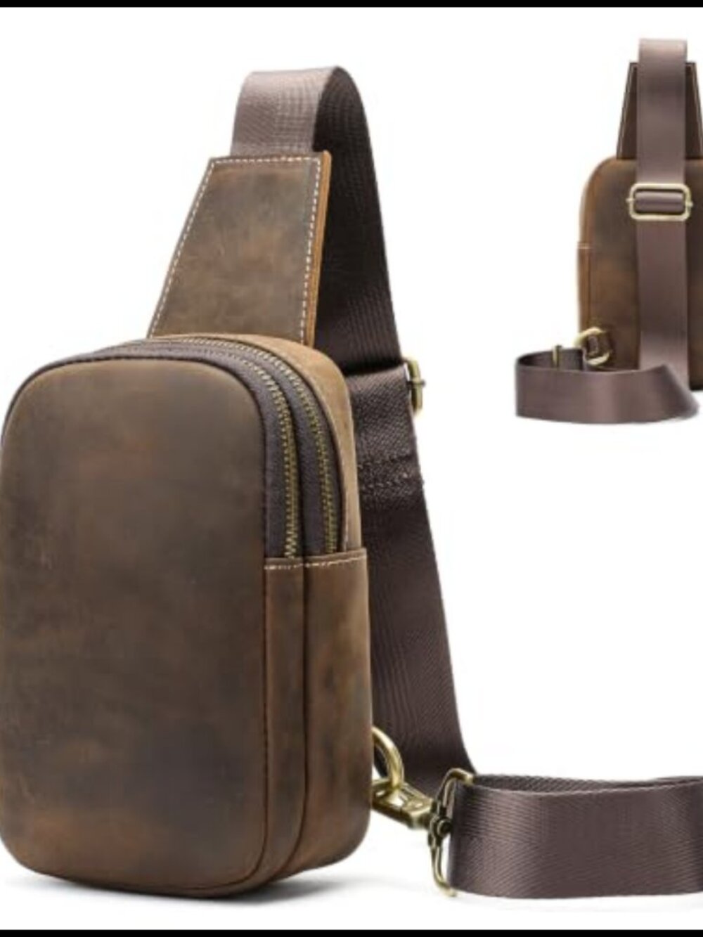 Genuine Leather Sling Bag Crossbody Chest Daypack